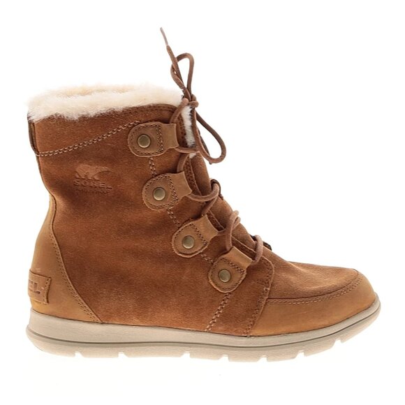 Sorel Waterproof Joan Explorer Leather Snow Boot Tan Brown Camel Women - Picture 1 of 9